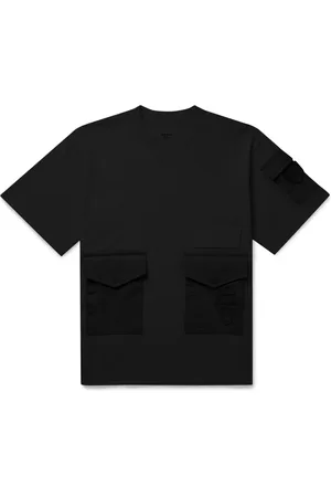 SACAI Spiewak Appliquéd Twill-Trimmed Cotton-Jersey T-Shirt