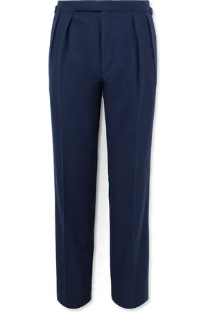 Ralph Lauren Tapered Pleated Wool, Silk and Cashmere-Blend Herringbone Suit Trousers
