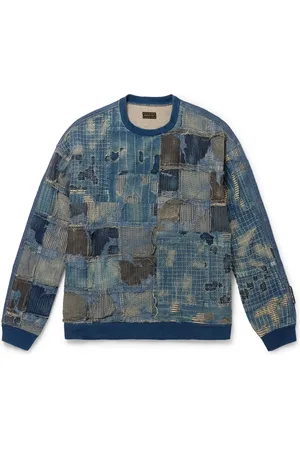 KAPITAL Boro Distressed Patchwork Cotton and Linen-Blend Sweatshirt