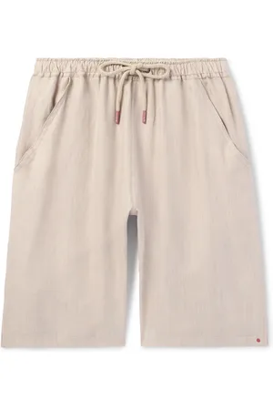 Kiton Straight-Leg Linen Drawstring Shorts