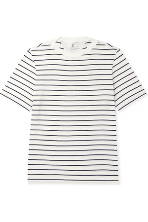 Brunello Cucinelli Striped Silk and Cotton-Blend Jersey T-Shirt