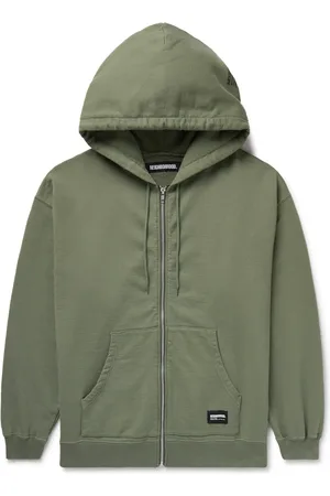 NEIGHBORHOOD Logo-Appliquéd Printed Cotton-Jersey Zip-Up Hoodie