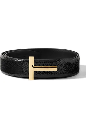 Tom Ford 3cm Reversible Snake-Effect Patent-Leather Belt