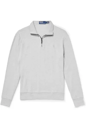 Ralph Lauren Logo-Embroidered Cotton-Jersey Half-Zip Sweatshirt