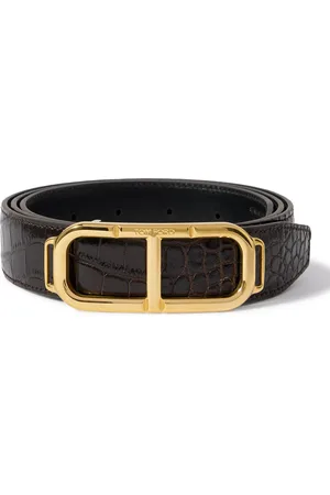 Tom Ford 3cm Croc-Effect Patent-Leather Belt
