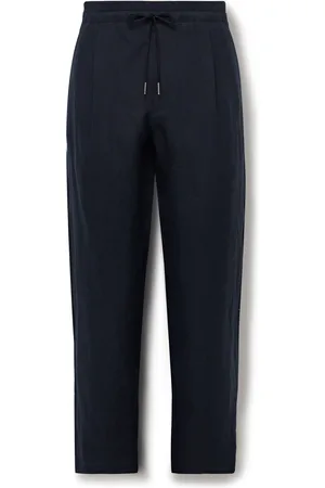 CARUSO Straight-Leg Pleated Linen Drawstring Trousers