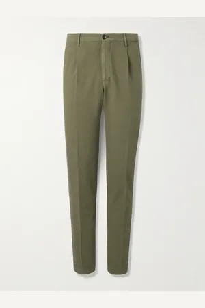 Incotex Venezia 1951 Straight-Leg Pleated Stretch-Cotton Trousers