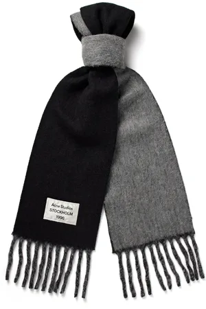 Acne Studios Volly Colour-Block Fringed Logo-Appliquéd Alpaca-Blend Scarf