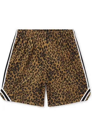 JOHN ELLIOTT Rivalry Straight-Leg Webbing-Trimmed Leopard-Print Mesh Shorts