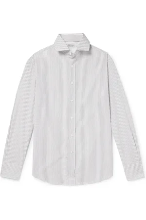 Brunello Cucinelli Striped Cotton-Poplin Shirt