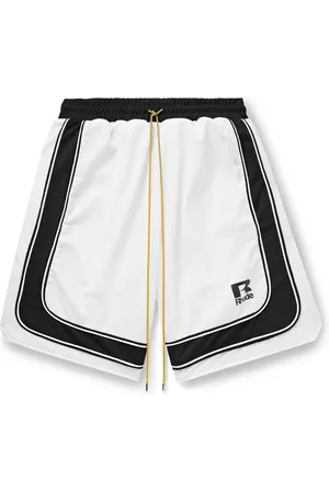 Rhude Wide-Leg Logo-Print Mesh Drawstring Shorts