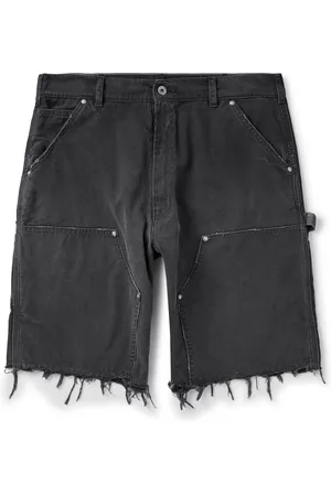 Maison Margiela Straight-Leg Panelled Frayed Cotton-Canvas Shorts