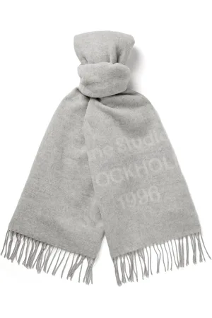 Acne Studios Venus 1996 Logo-Print Fringed Wool Scarf