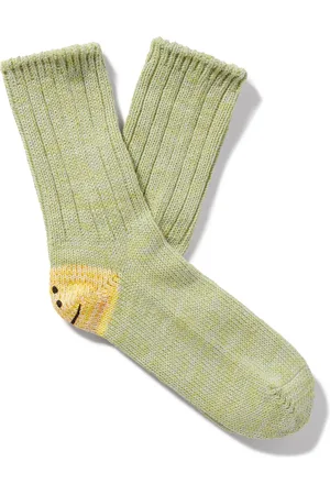 KAPITAL Intarsia Ribbed Cotton-Blend Socks