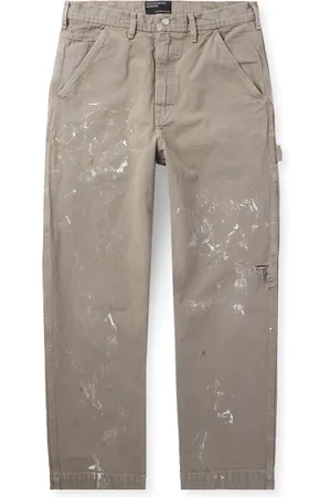 ENFANTS RICHES DEPRIMES Double Knee Painter Wide-Leg Distressed Cotton-Canvas Trousers