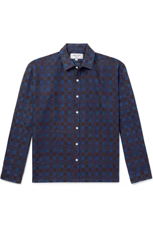 Small Talk Spread-Collar Gingham Cotton and Linen-Blend Shirt