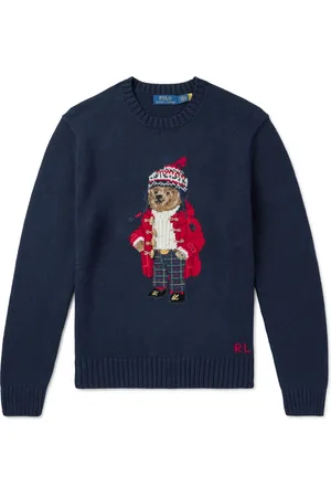 Ralph Lauren Embellished Intarsia-Knit Cotton and Cashmere-Blend Sweater