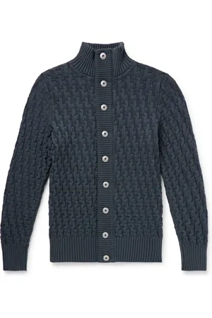 S.N.S. HERNING Stark Slim-Fit Basketweave Virgin Wool Cardigan