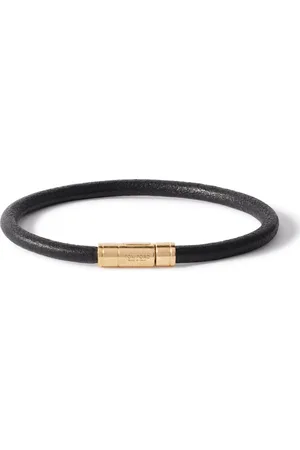 Tom Ford Gold-Tone and Leather Bracelet