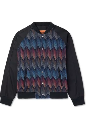 Missoni Jacquard-Knit Panelled Herringbone Cotton-Blend Drill Bomber Jacket
