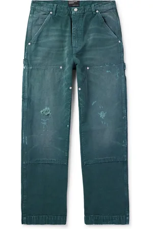 ENFANTS RICHES DEPRIMES Double Knee Painter Wide-Leg Distressed Cotton-Canvas Trousers
