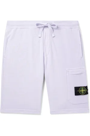 Stone Island Straight-Leg Logo-Appliquéd Garment-Dyed Cotton-Jersey Drawstring Shorts