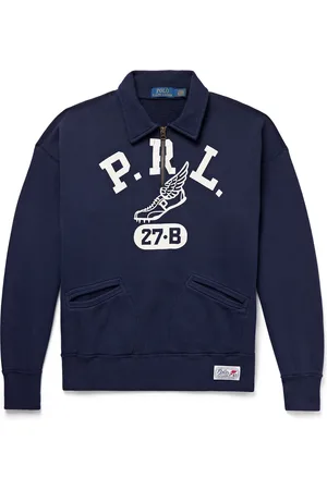 Ralph Lauren Logo-Print Cotton-Blend Jersey Half-Zip Sweatshirt