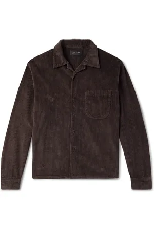 Les Tien Camp-Collar Garment-Dyed Cotton-Corduroy Shirt