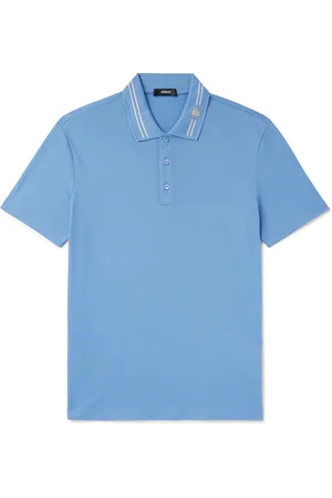 VERSACE Medusa Embroidered Cotton-Piqué Polo Shirt