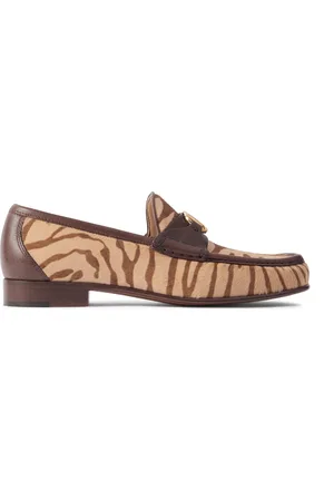 VALENTINO GARAVANI Logo-Embellished Leather-Trimmed Tiger-Print Calf Hair Loafers