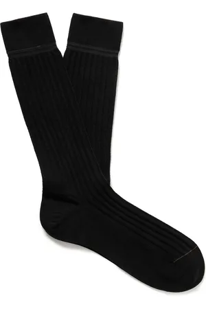 Ermenegildo Zegna Ribbed Organic Cotton-Blend Socks