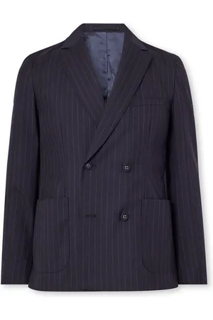 OFFICINE GENERALE Leon Double-Breasted Pinstriped Wool Suit Jacket