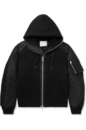 SACAI Sponge Padded Cotton-Blend Jersey and Nylon Zip-Up Hoodie