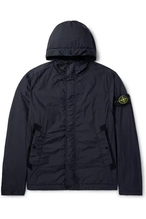 Stone Island Logo-Appliquéd Garment-Dyed Crinkle Reps Nylon Hooded Jacket