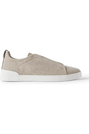 Ermenegildo Zegna Triple Stitch™ Leather-Trimmed Linen-Canvas Slip-On Sneakers