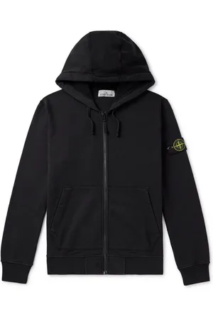 Stone Island Logo-Appliquéd Garment-Dyed Cotton-Jersey Zip-Up Hoodie