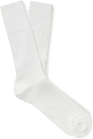 Mr P. Ribbed Cotton-Blend Socks