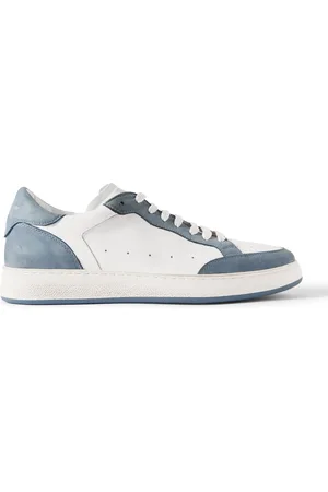 Officine creative The Answer 001 Distressed Suede-Trimmed Leather Sneakers