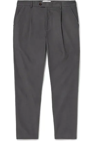 Mr P. Daniel Tapered Pleated Organic Cotton-Blend Moleskin Trousers