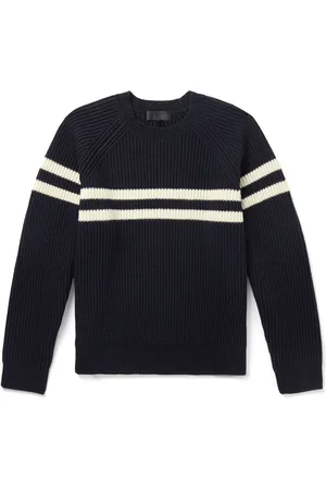 NILI LOTAN Darius Striped Ribbed Cashmere Sweater