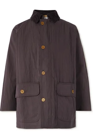 Small Talk Corduroy-Trimmed Crinkled-Gabardine Jacket