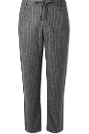 HARTFORD Tanker Pinstriped Straight-Leg Virgin Wool-Blend Drawstring Suit Trousers