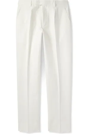 Ermenegildo Zegna Tapered Pleated Cotton and Linen-Blend Twill Trousers