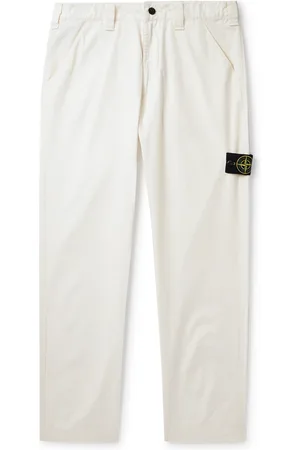 Stone Island Straight-Leg Logo-Appliquéd Supima Cotton-Canvas Trousers