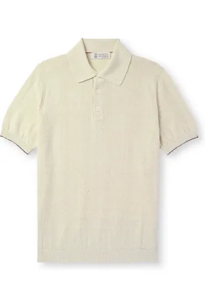 Brunello Cucinelli Ribbed Linen and Cotton-Blend Polo Shirt