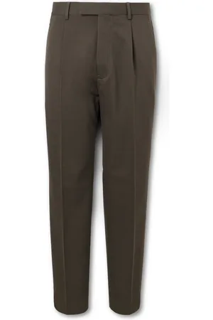 Ermenegildo Zegna Straight-Leg Pleated Cotton and Wool-Blend Twill Trousers
