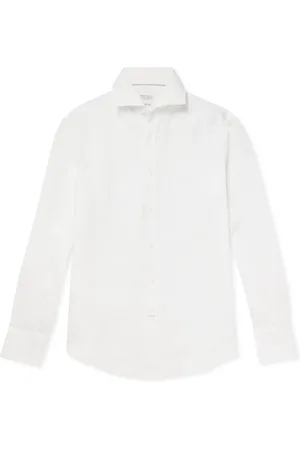 Brunello Cucinelli Spread-Collar Linen Shirt