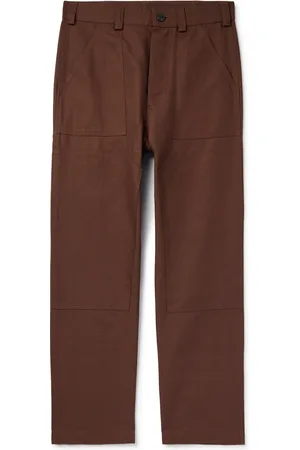 MILES LEON Garden Straight-Leg Cotton-Canvas Trousers