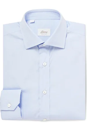 BRIONI Trevi Cutaway-Collar Cotton Pinpoint Oxford Shirt