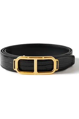 Tom Ford 3cm Glossed Croc-Effect Leather Belt